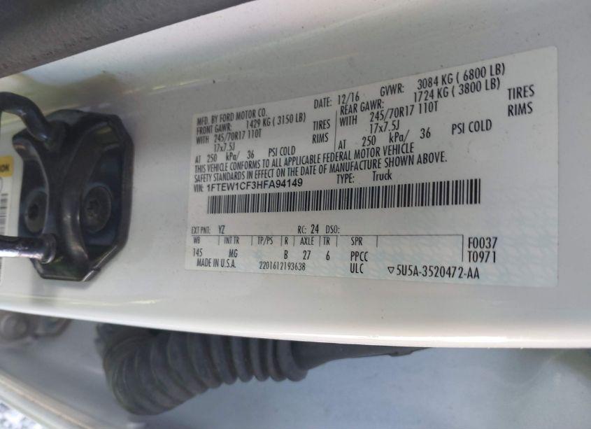 Photo 9 of 2017 Ford F-150 XLT (VIN 1FTEW1CF3HFA94149)