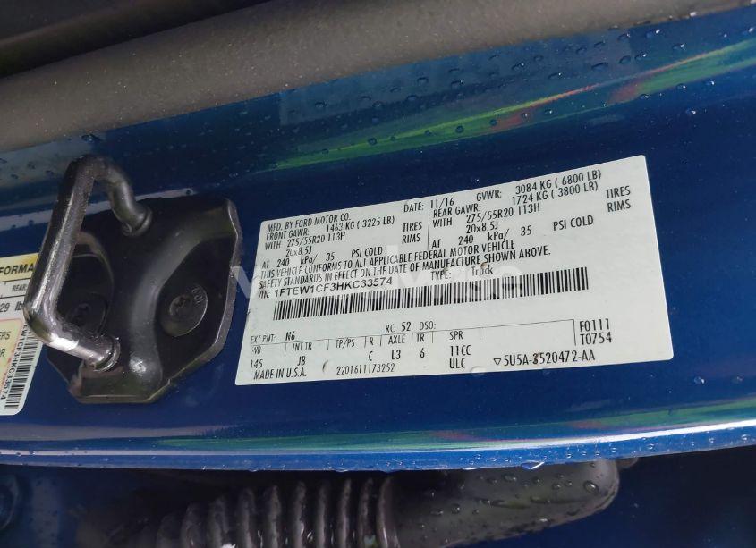 Photo 9 of 2017 Ford F-150 XLT (VIN 1FTEW1CF3HKC33574)