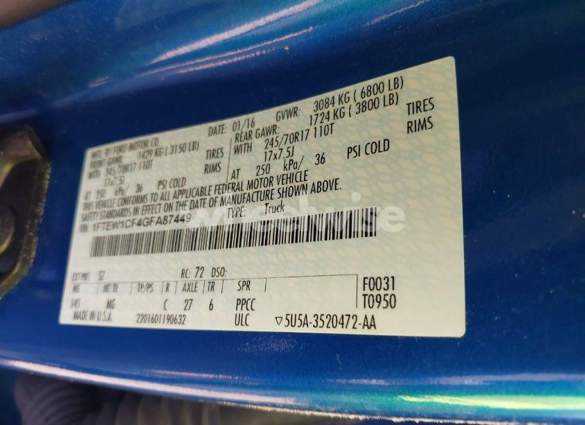 Photo 9 of 2016 Ford F-150 XLT (VIN 1FTEW1CF4GFA87449)