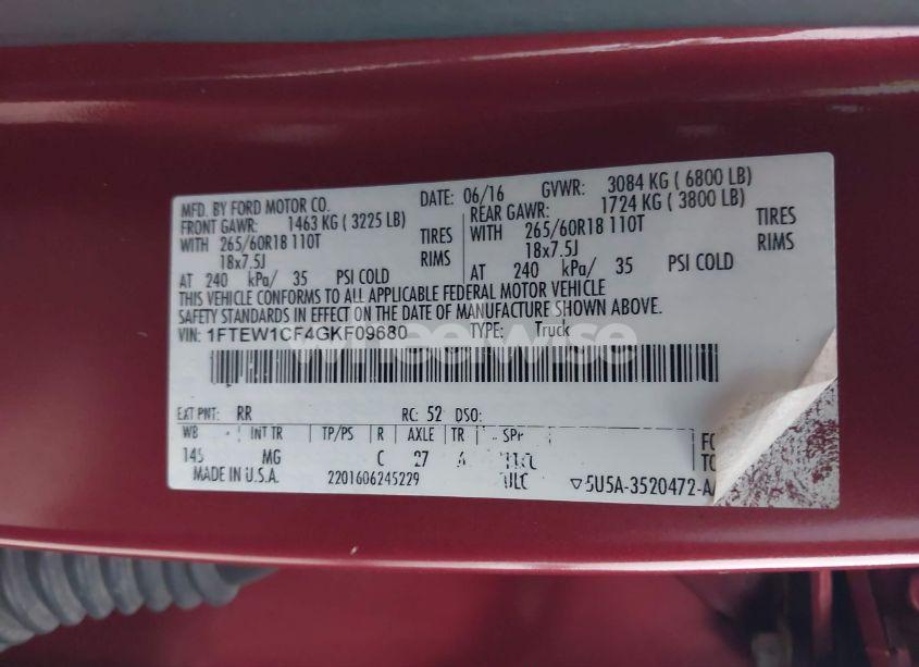 Photo 9 of 2016 Ford F-150 XLT (VIN 1FTEW1CF4GKF09680)