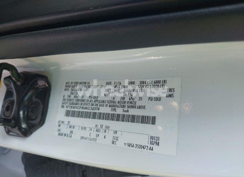 Photo 9 of 2017 Ford F-150 XLT (VIN 1FTEW1CF5HKC32376)