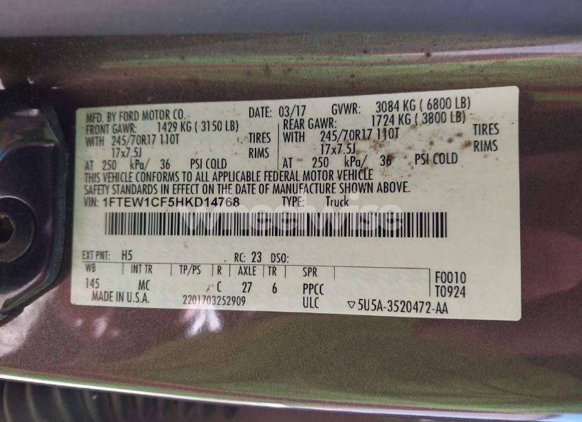 Photo 9 of 2017 Ford F-150 XLT (VIN 1FTEW1CF5HKD14768)
