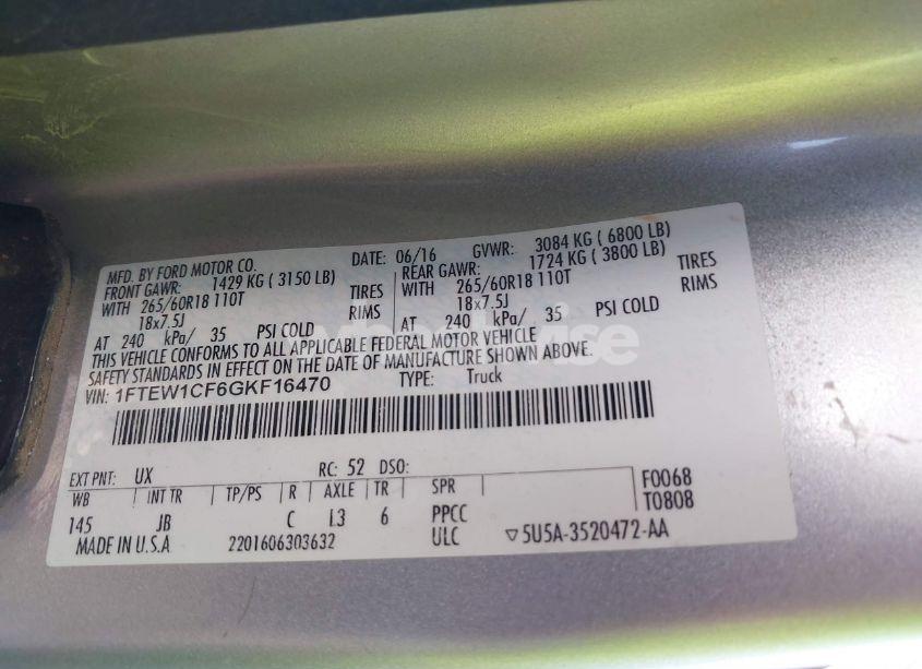 Photo 9 of 2016 Ford F-150 XLT (VIN 1FTEW1CF6GKF16470)