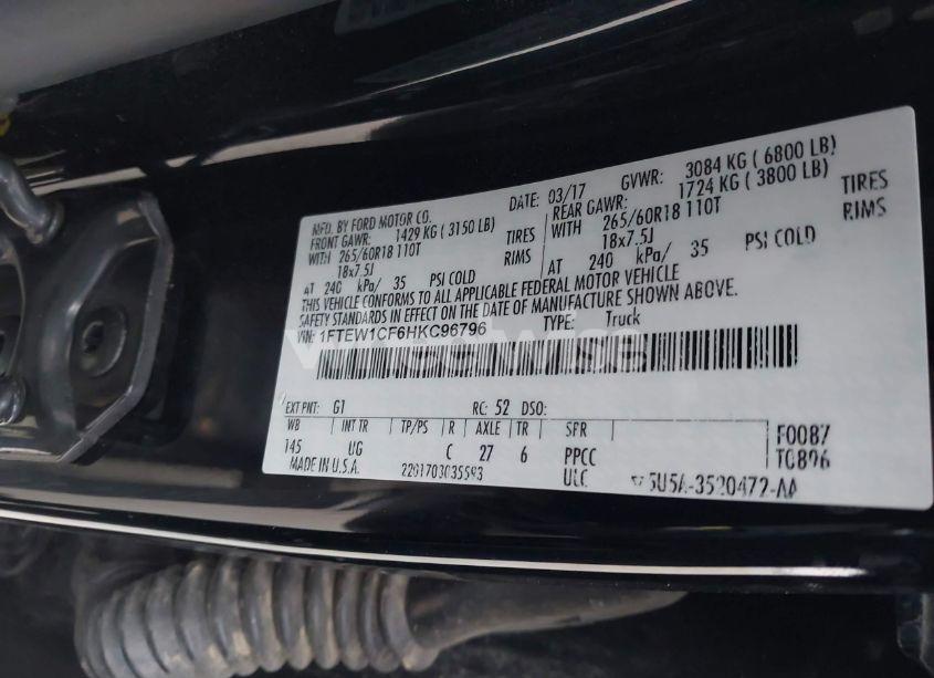 Photo 9 of 2017 Ford F-150 XLT (VIN 1FTEW1CF6HKC96796)