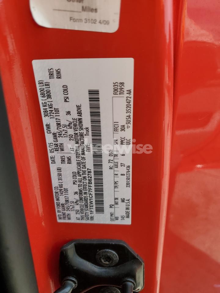 Photo 12 of 2015 FORD F150 SUPERCREW (VIN 1FTEW1CF7FFB62787)