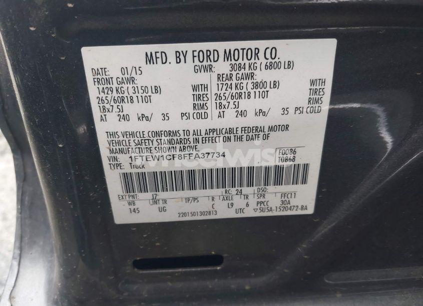 Photo 9 of 2015 Ford F-150 XLT (VIN 1FTEW1CF8FFA37734)