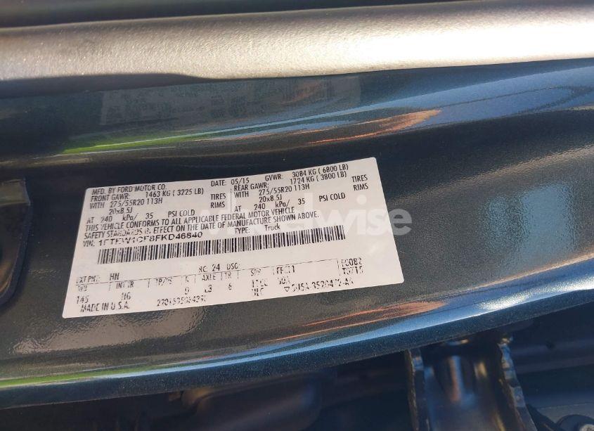 Photo 9 of 2015 Ford F-150 LARIAT (VIN 1FTEW1CF8FKD46840)