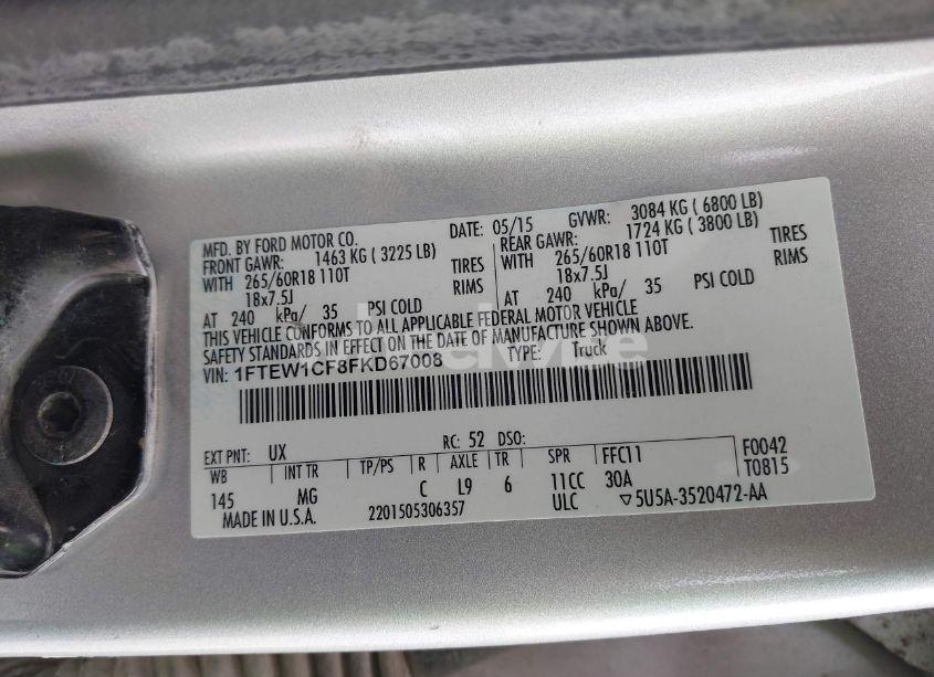 Photo 9 of 2015 Ford F-150 XLT (VIN 1FTEW1CF8FKD67008)