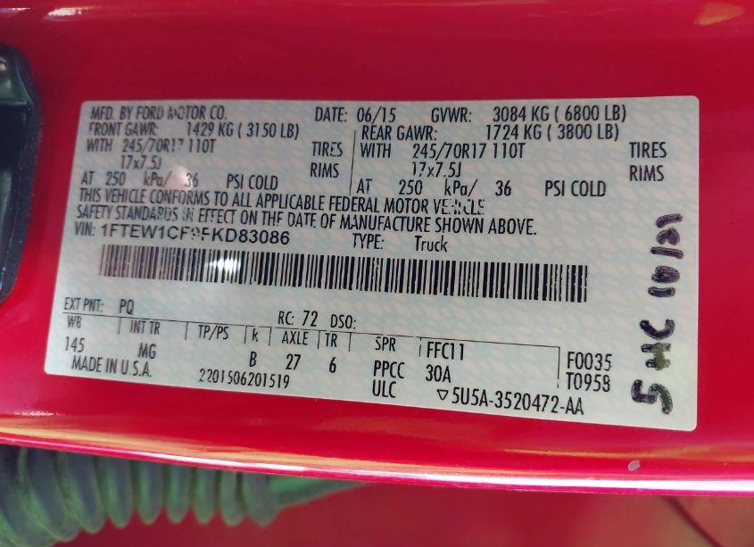 Photo 9 of 2015 Ford F-150 XLT (VIN 1FTEW1CF9FKD83086)