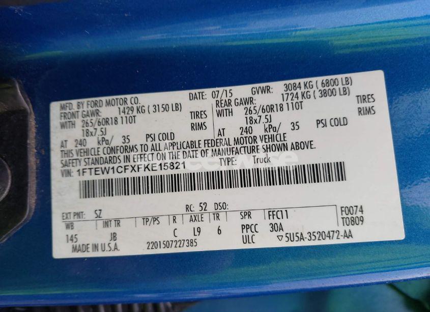 Photo 9 of 2015 Ford F-150 XLT (VIN 1FTEW1CFXFKE15821)