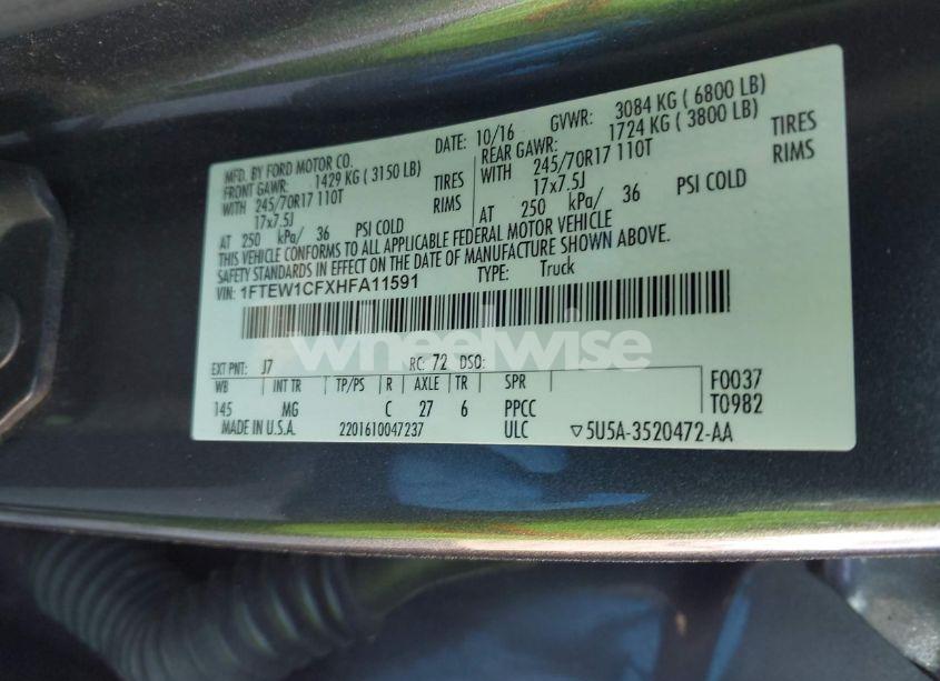 Photo 9 of 2017 Ford F-150 XLT (VIN 1FTEW1CFXHFA11591)