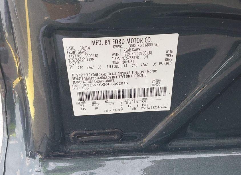 Photo 9 of 2015 Ford F-150 LARIAT (VIN 1FTEW1CG0FFA02016)