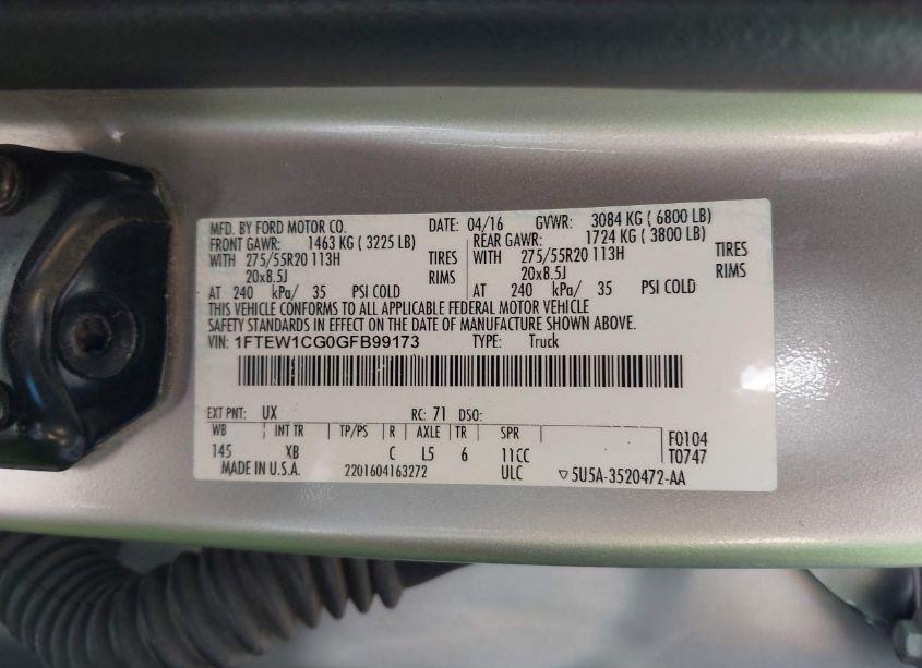 Photo 9 of 2016 Ford F-150 XLT (VIN 1FTEW1CG0GFB99173)