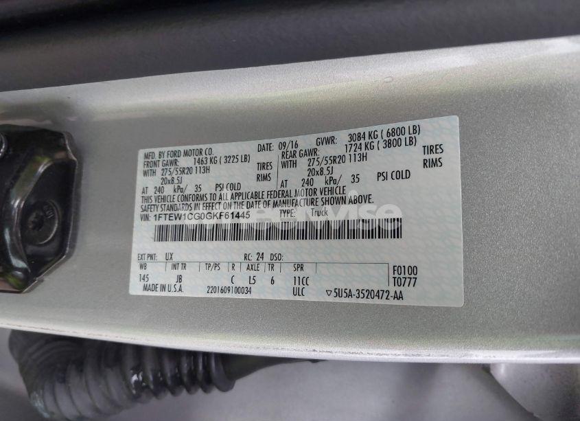 Photo 9 of 2016 Ford F-150 XLT (VIN 1FTEW1CG0GKF61445)