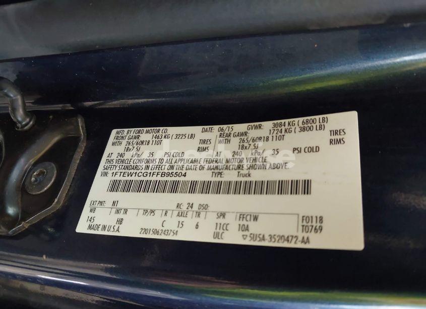 Photo 9 of 2015 Ford F-150 LARIAT (VIN 1FTEW1CG1FFB95504)