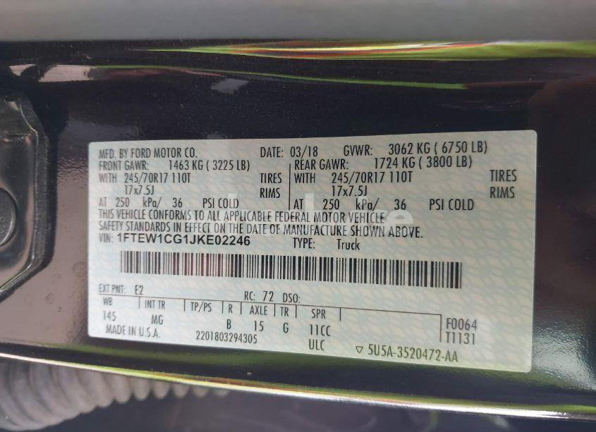 Photo 9 of 2018 Ford F-150 XLT (VIN 1FTEW1CG1JKE02246)