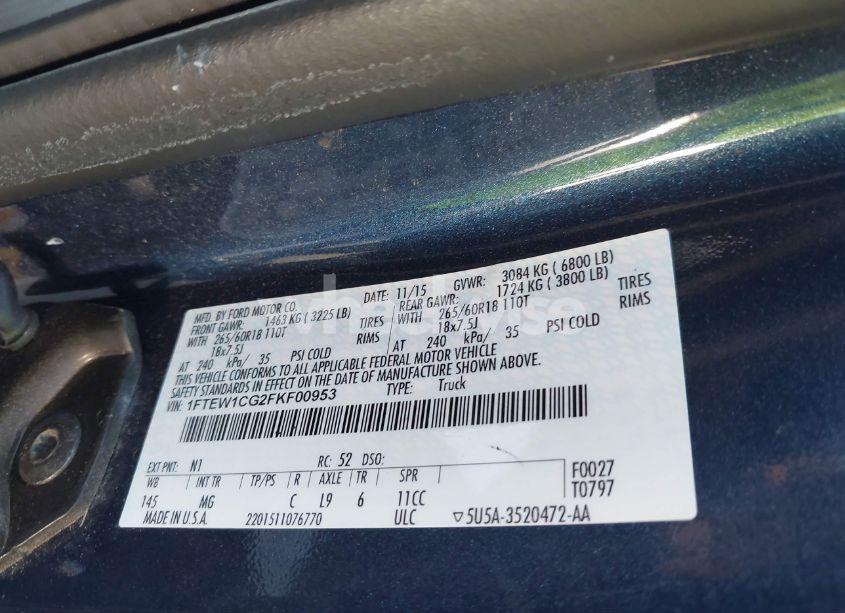 Photo 9 of 2015 Ford F-150 XLT (VIN 1FTEW1CG2FKF00953)