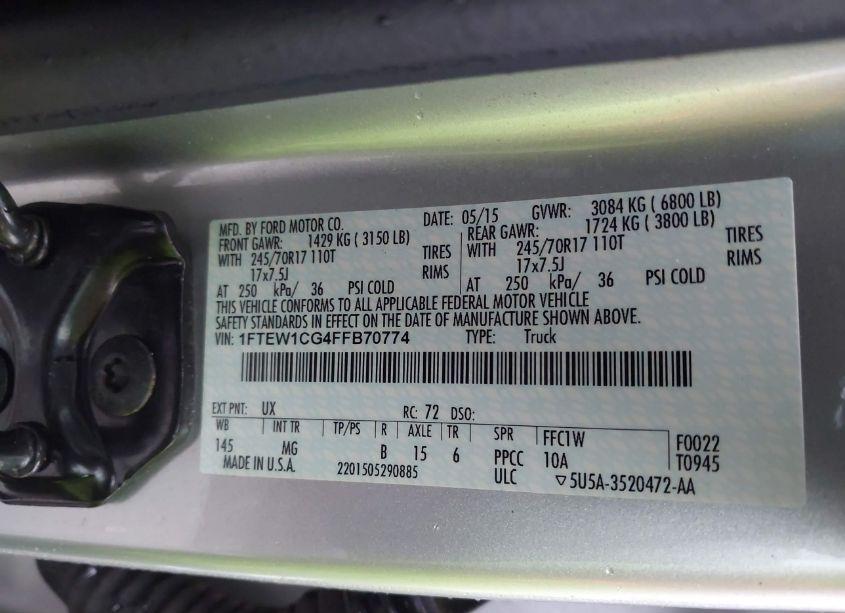 Photo 9 of 2015 Ford F-150 XLT (VIN 1FTEW1CG4FFB70774)