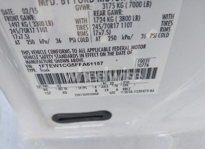 Photo 9 of 2015 Ford F-150 XL (VIN 1FTEW1CG5FFA61157)