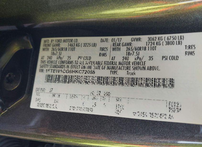 Photo 9 of 2017 Ford F-150 XLT (VIN 1FTEW1CG6HKC72068)