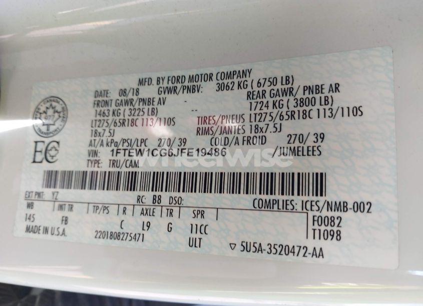 Photo 9 of 2018 Ford F-150 XLT (VIN 1FTEW1CG6JFE19486)