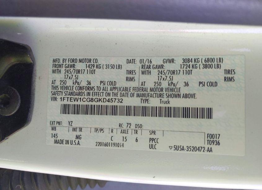 Photo 9 of 2016 Ford F-150 XLT (VIN 1FTEW1CG8GKD45732)