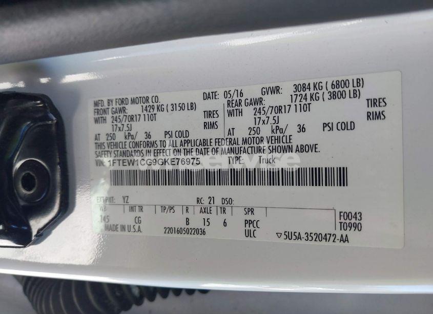 Photo 9 of 2016 Ford F-150 XL (VIN 1FTEW1CG9GKE76975)