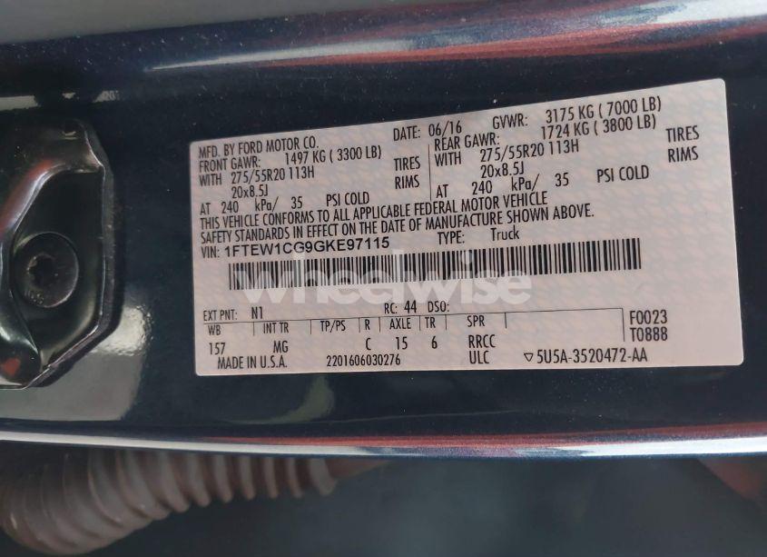 Photo 9 of 2016 Ford F-150 XLT (VIN 1FTEW1CG9GKE97115)