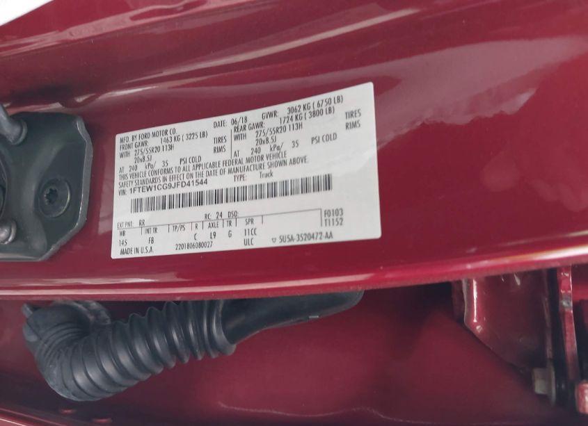 Photo 9 of 2018 Ford F-150 XLT (VIN 1FTEW1CG9JFD41544)