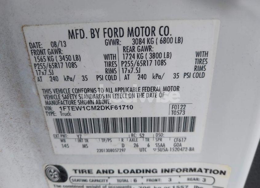 Photo 9 of 2013 Ford F-150 XLT (VIN 1FTEW1CM2DKF61710)