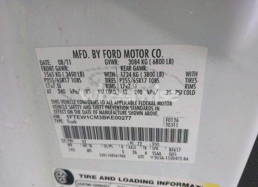 Photo 9 of 2011 Ford F-150 XLT (VIN 1FTEW1CM3BKE00277)