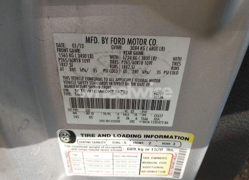 Photo 9 of 2013 Ford F-150 XLT (VIN 1FTEW1CM4DKE15793)