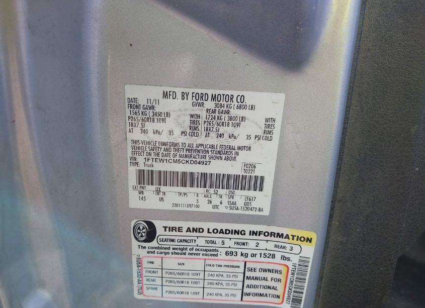 Photo 9 of 2012 Ford F-150 XLT (VIN 1FTEW1CM5CKD04927)