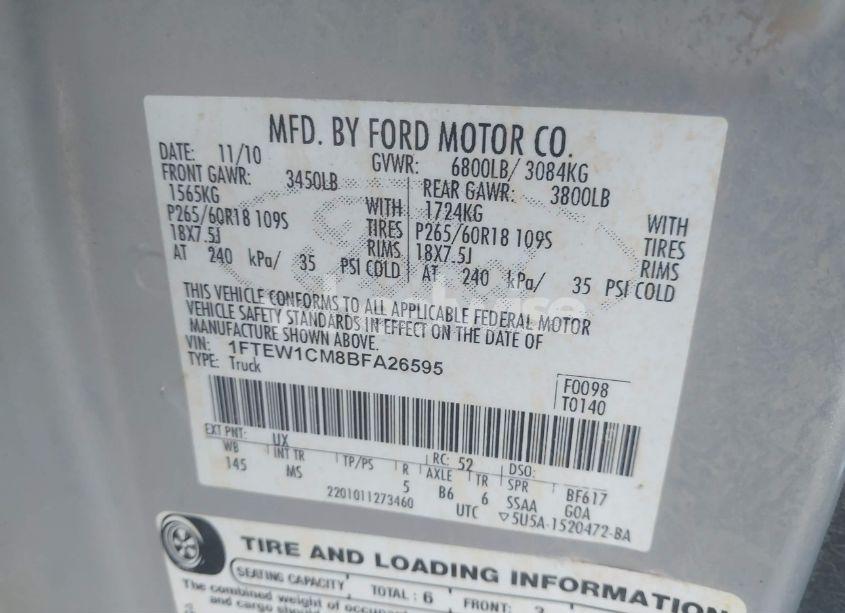 Photo 9 of 2011 Ford F-150 XLT (VIN 1FTEW1CM8BFA26595)