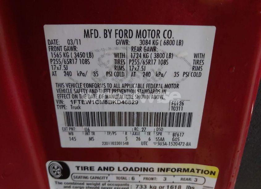 Photo 9 of 2011 Ford F-150 XLT (VIN 1FTEW1CM8BKD46829)