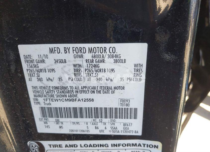 Photo 9 of 2011 Ford F-150 XLT (VIN 1FTEW1CM9BFA12558)