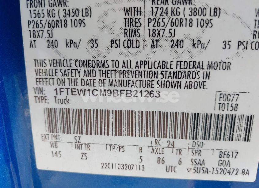 Photo 9 of 2011 Ford F-150 XLT (VIN 1FTEW1CM9BFB21263)