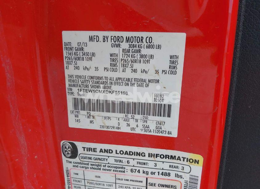 Photo 9 of 2013 Ford F-150 XLT (VIN 1FTEW1CMXDKF55198)