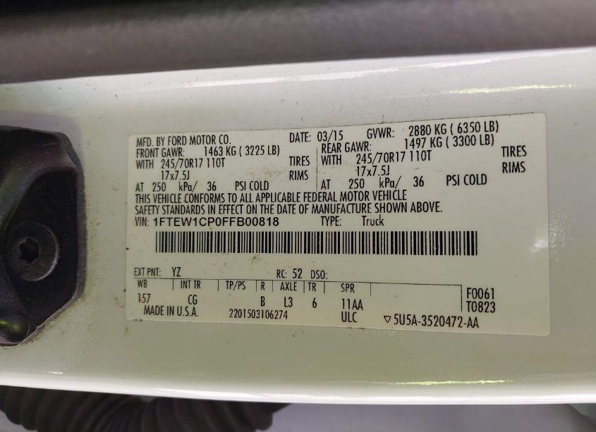 Photo 9 of 2015 Ford F-150 XL (VIN 1FTEW1CP0FFB00818)