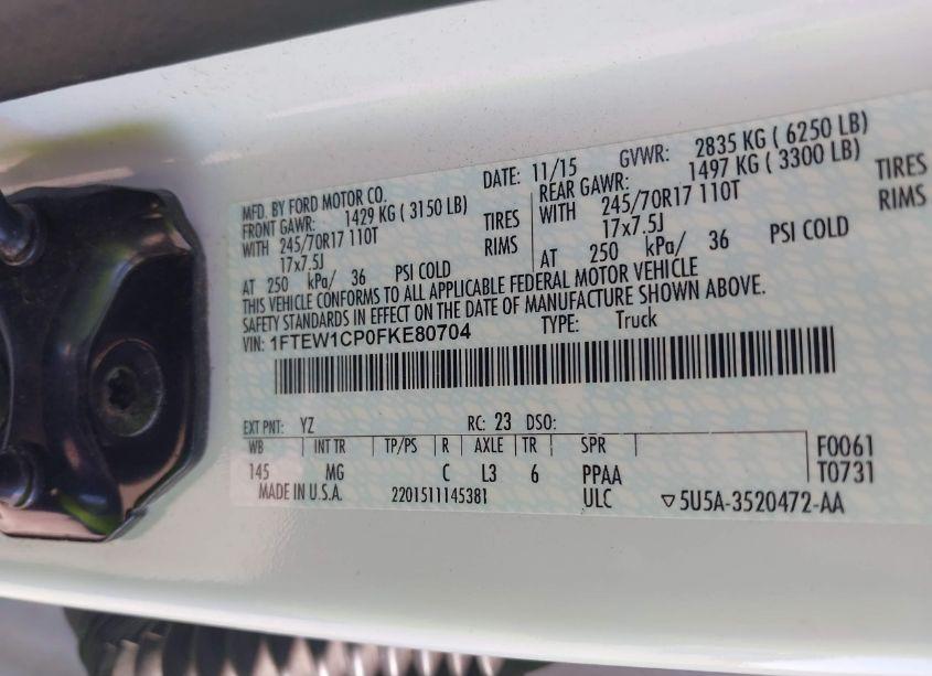 Photo 9 of 2015 Ford F-150 XLT (VIN 1FTEW1CP0FKE80704)