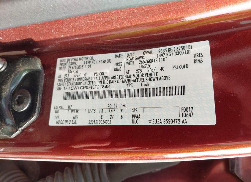 Photo 9 of 2015 Ford F-150 XLT (VIN 1FTEW1CP0FKF21848)