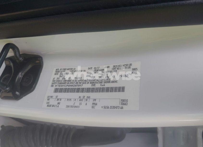 Photo 9 of 2017 Ford F-150 XLT (VIN 1FTEW1CP0HKD07817)