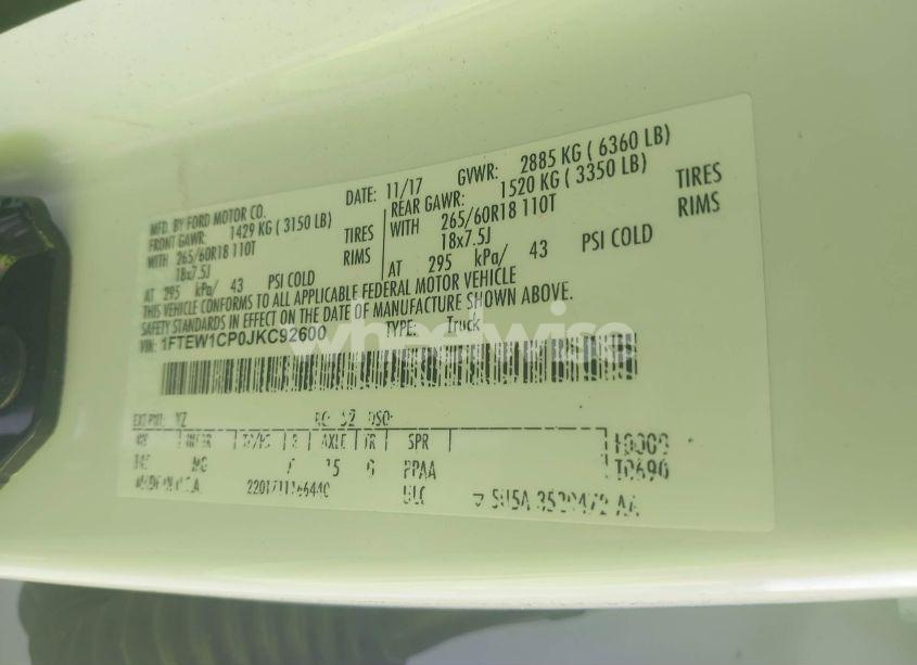 Photo 9 of 2018 Ford F-150 XLT (VIN 1FTEW1CP0JKC92600)