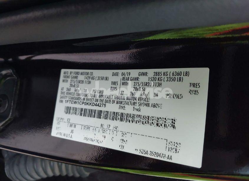 Photo 9 of 2019 Ford F-150 XL (VIN 1FTEW1CP0KKD44275)