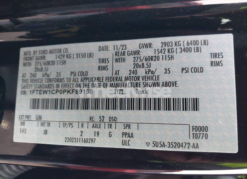 Photo 9 of 2023 Ford F-150 XL (VIN 1FTEW1CP0PKF89150)