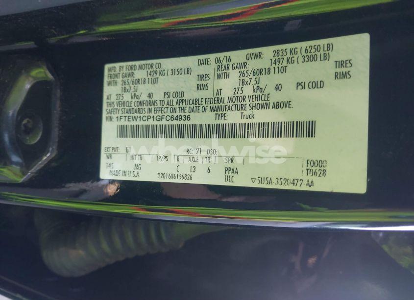 Photo 9 of 2016 Ford F-150 XLT (VIN 1FTEW1CP1GFC64936)