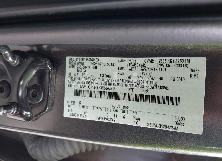 Photo 9 of 2016 Ford F-150 XLT (VIN 1FTEW1CP1GKE66022)