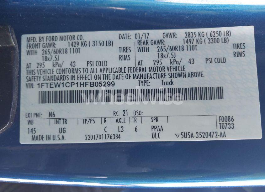 Photo 9 of 2017 Ford F-150 XLT (VIN 1FTEW1CP1HFB05299)