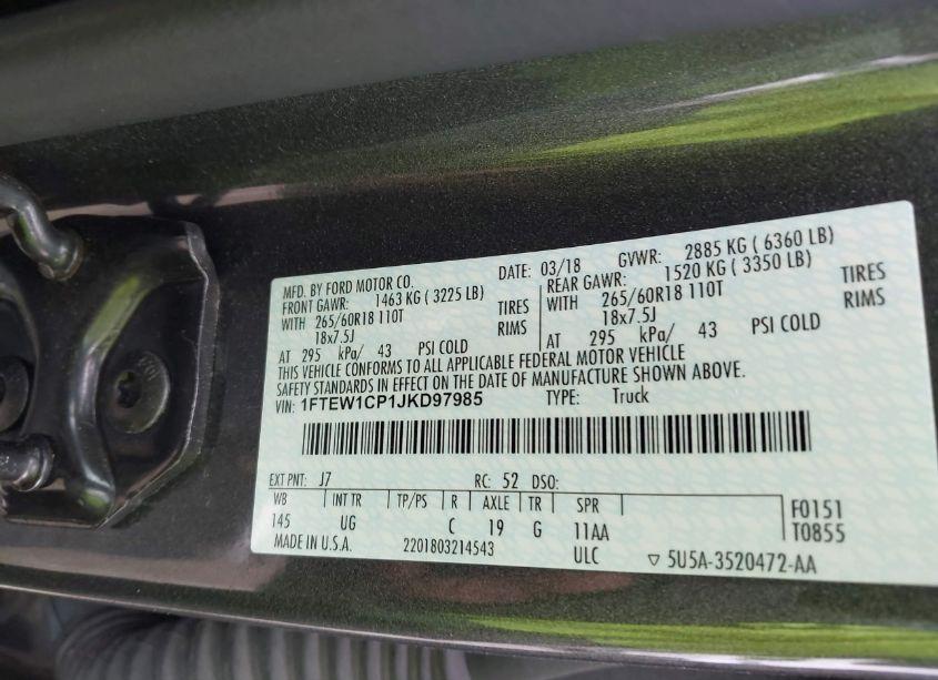 Photo 9 of 2018 Ford F-150 XLT (VIN 1FTEW1CP1JKD97985)