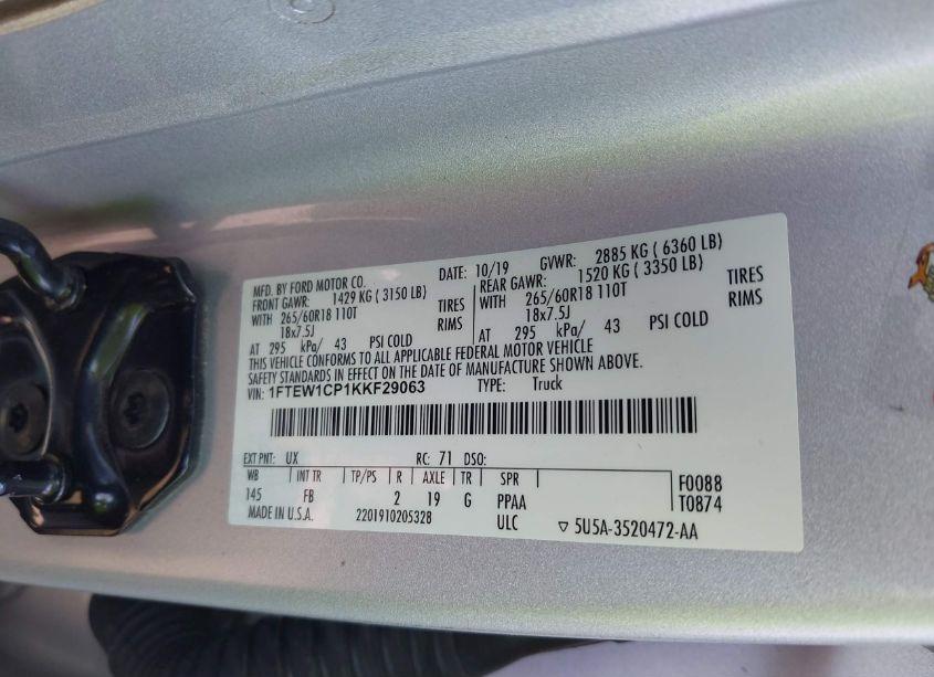 Photo 9 of 2019 Ford F-150 XLT (VIN 1FTEW1CP1KKF29063)